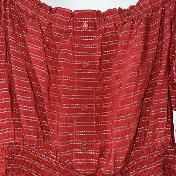 Lane Bryant Flattering Off The Shoulder Metallic Striped Boho Blouse Top Plus - Picture 2 of 9